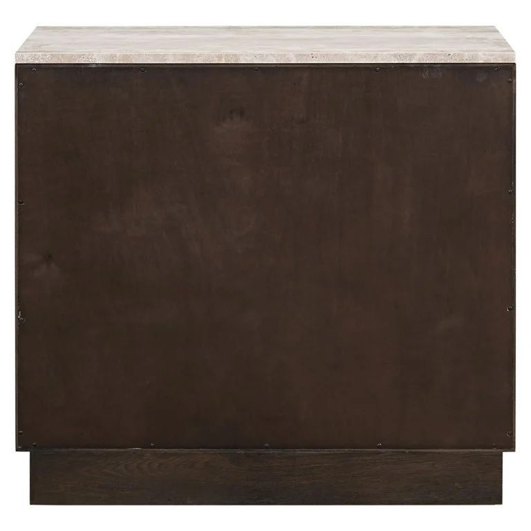 Claremont Dark Wood 2 Door Small Geometric Sideboard with Travertine Top