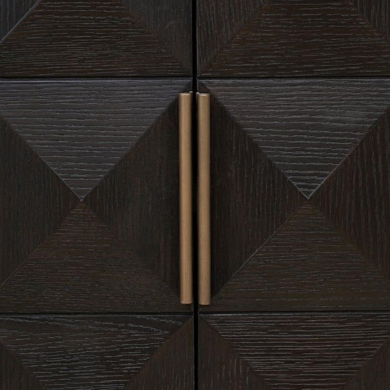 Claremont Dark Wood 4 Door Extra Large Geometric Sideboard with Travertine Top