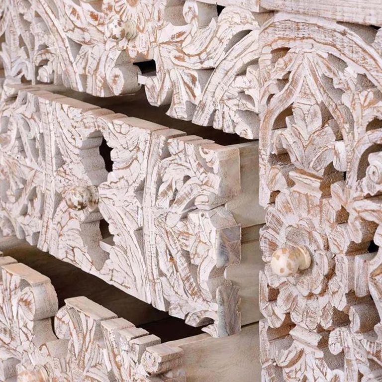 Clearance - Quintana Sideboard - Washed Carved - Mango Wood - 2 Door - Medium - 150cm - A417