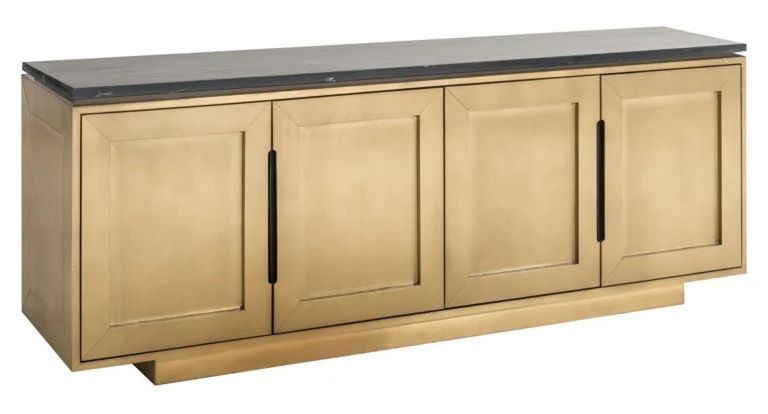 Finsbury Gold and Black Marble Top Extra Large Sideboard - 4 Doors