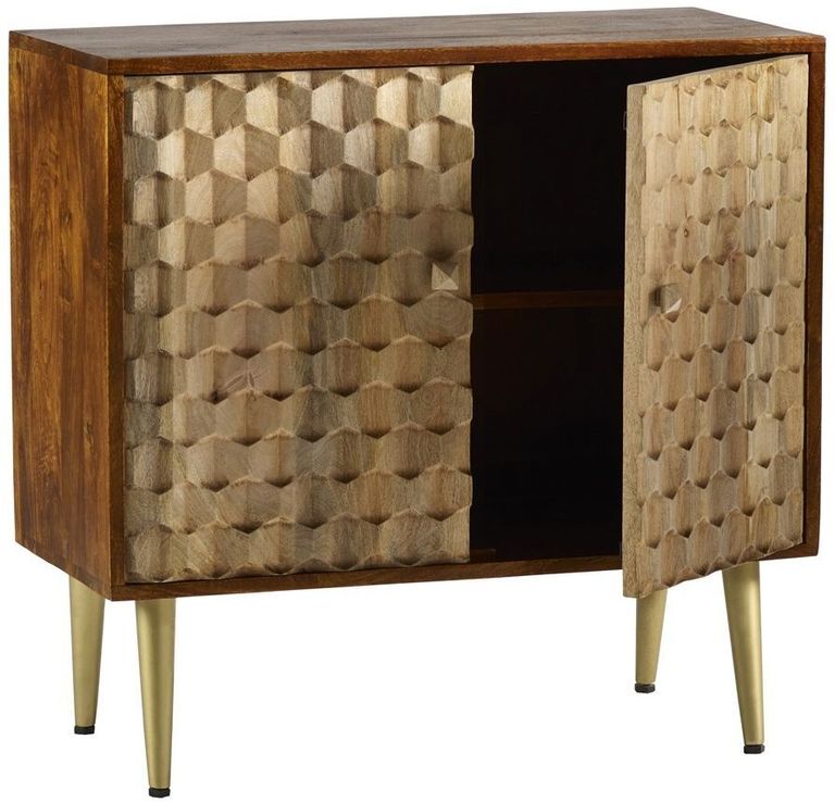 Imphal Sideboard - 2 Door - Small - 85cm - Geometric - Mango Wood