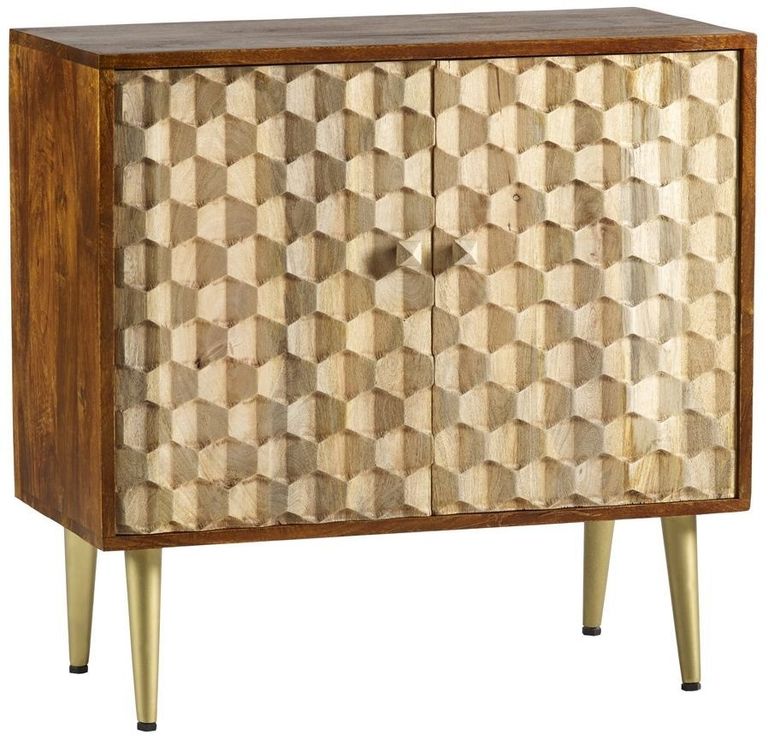 Imphal Sideboard - 2 Door - Small - 85cm - Geometric - Mango Wood