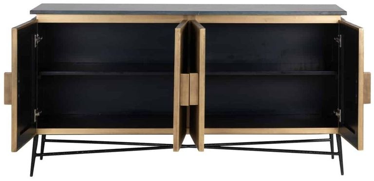 Ironville Brass Ribbed Large 4 Door Sideboard