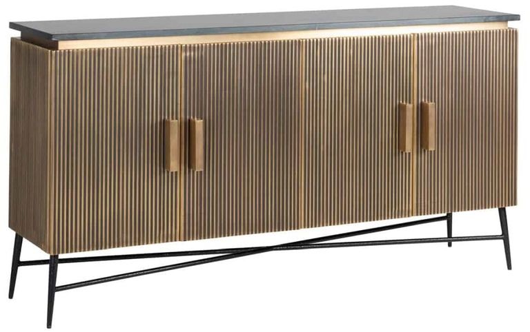 Ironville Brass Ribbed Large 4 Door Sideboard