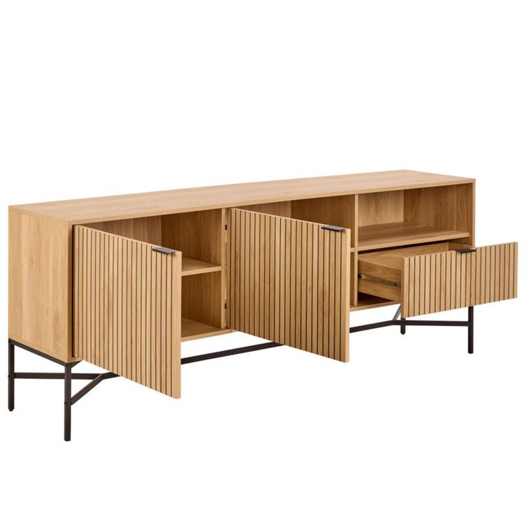 Jaipur Extra Large Sideboard - 2 Door - 180cm - Fluted - Oak