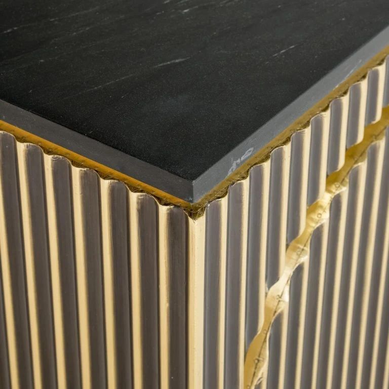 Les Arcs Brushed Gold Ribbed 3 Door Large Sideboard - 160cm