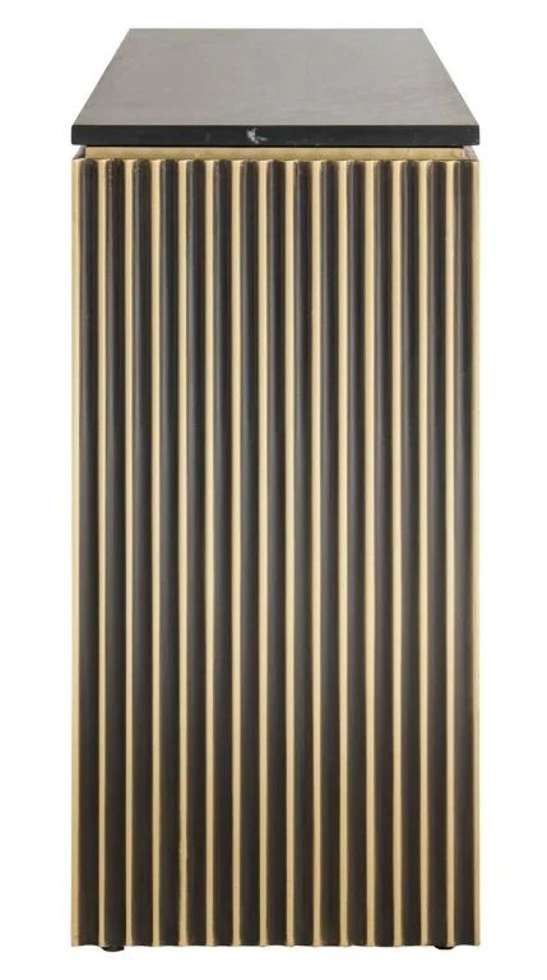 Les Arcs Brushed Gold Ribbed 3 Door Large Sideboard - 160cm
