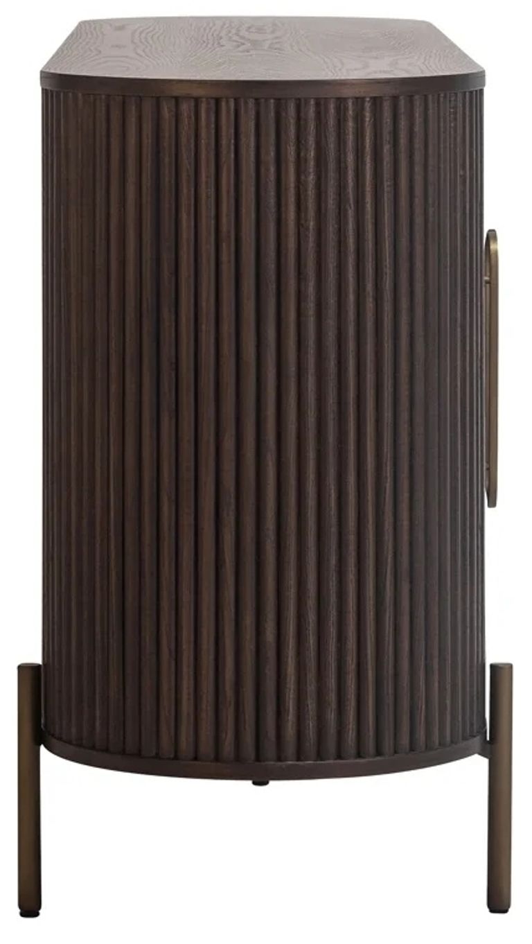 Luxor Brushed Brass Ribbed 4 Door Extra Large Curved Sideboard