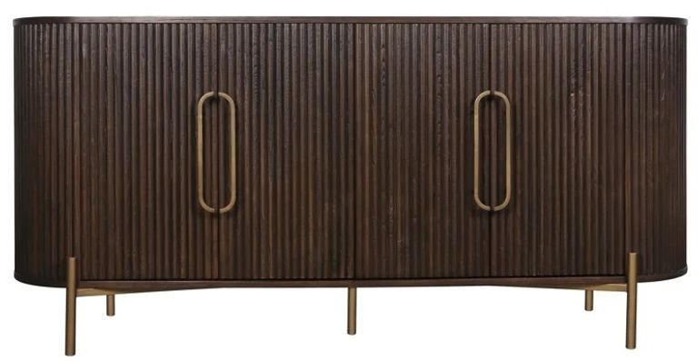Luxor Brushed Brass Ribbed 4 Door Extra Large Curved Sideboard