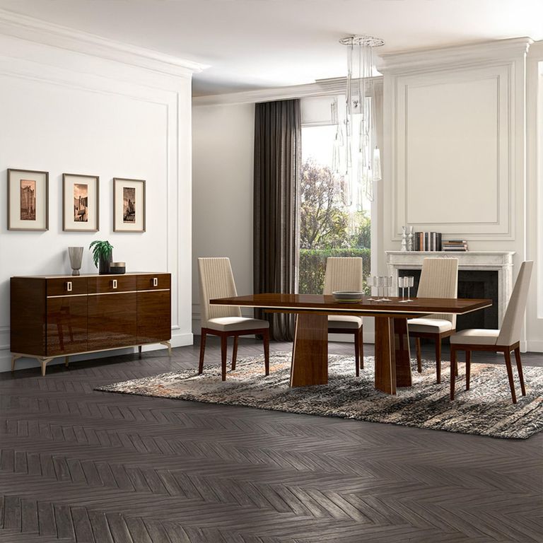 Modern Eva Medium Buffet Sideboard - 3 Doors - Walnut with Gold Trim