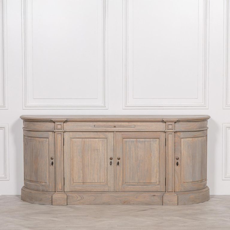 Rustic Wooden Curved Sideboard - 4 Door - Large