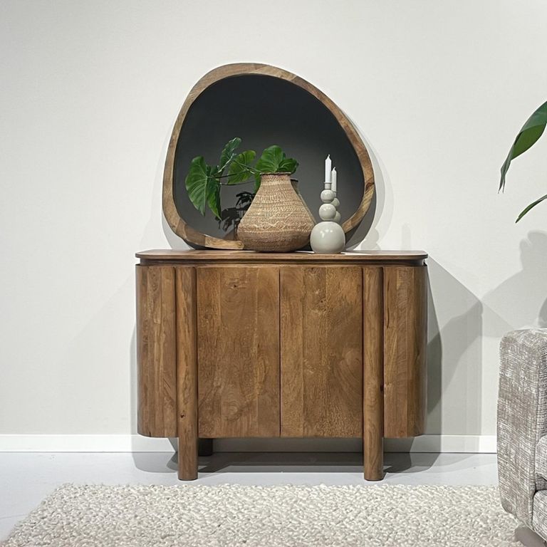 Salano Curved Sideboard - 2 Door - Small - Brown - Mango Wood