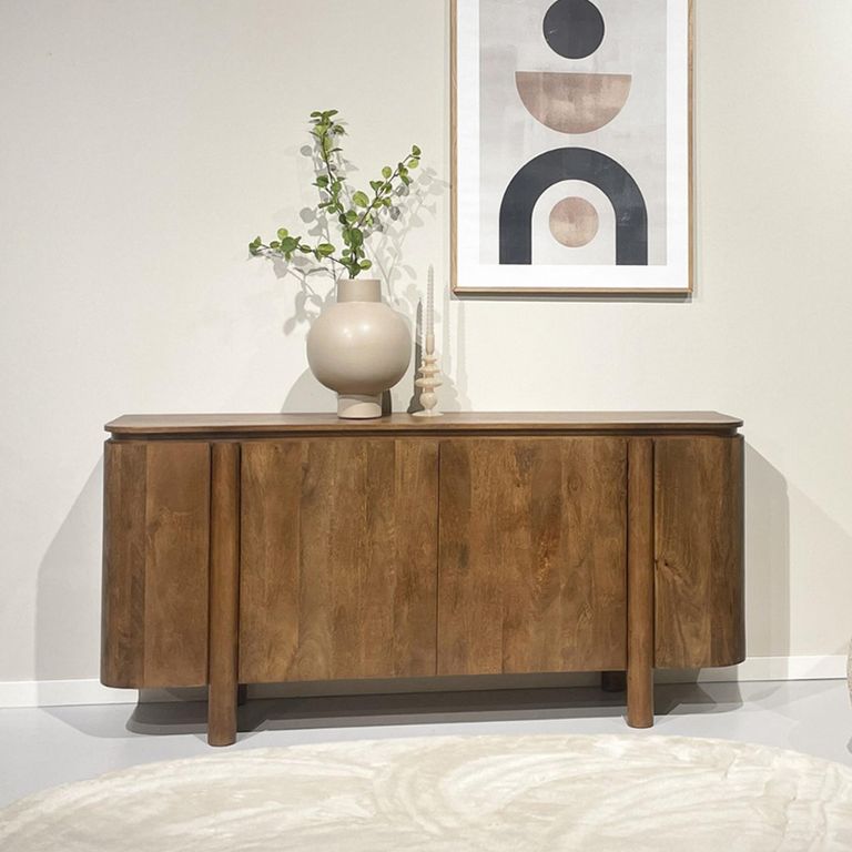 Salano Curved Sideboard - 4 Door - Large - Brown - Mango Wood