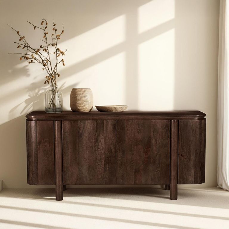 Salano Curved Sideboard - 4 Door - Large - Chestnut - Mango Wood