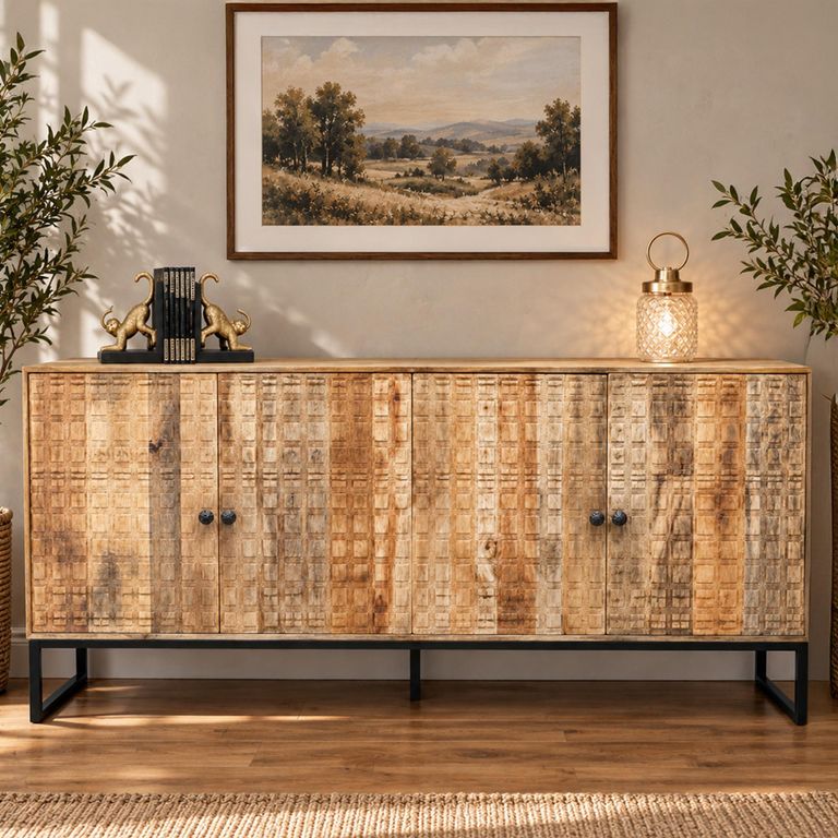Mango Wood 168cm 4 Door Large Sideboard