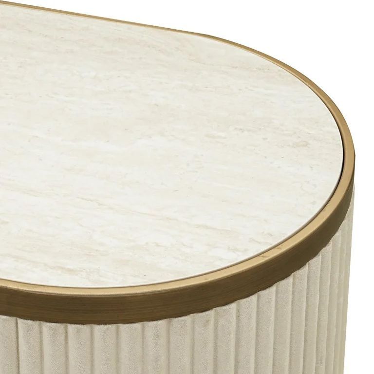 Tivoli White Ribbed Extra Large 4 Door Sideboard with Gold Trim