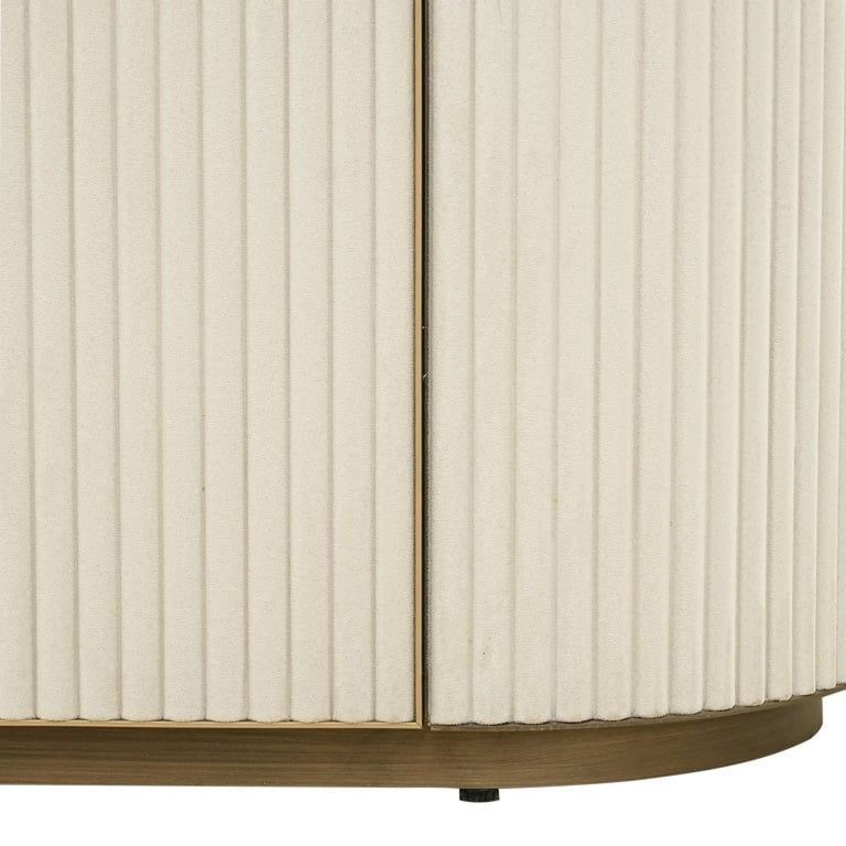 Tivoli White Ribbed Extra Large 4 Door Sideboard with Gold Trim