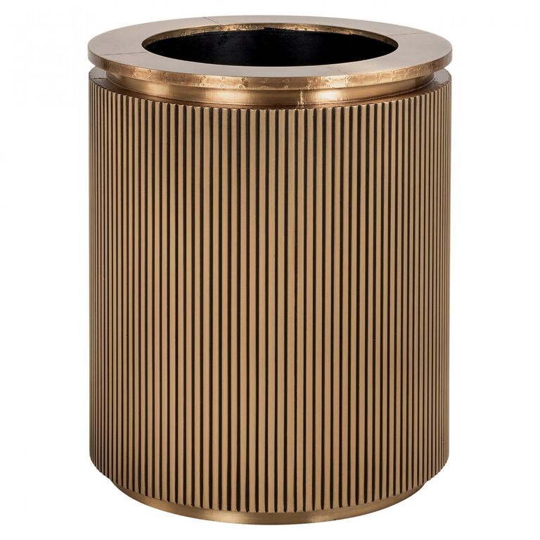 Ironville Brass Ribbed Round Planter 