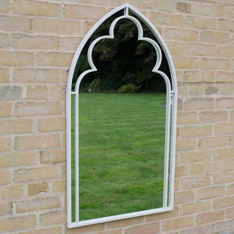 Garden Wall Mirror - Arch - White - Metal - 60cm x 108cm