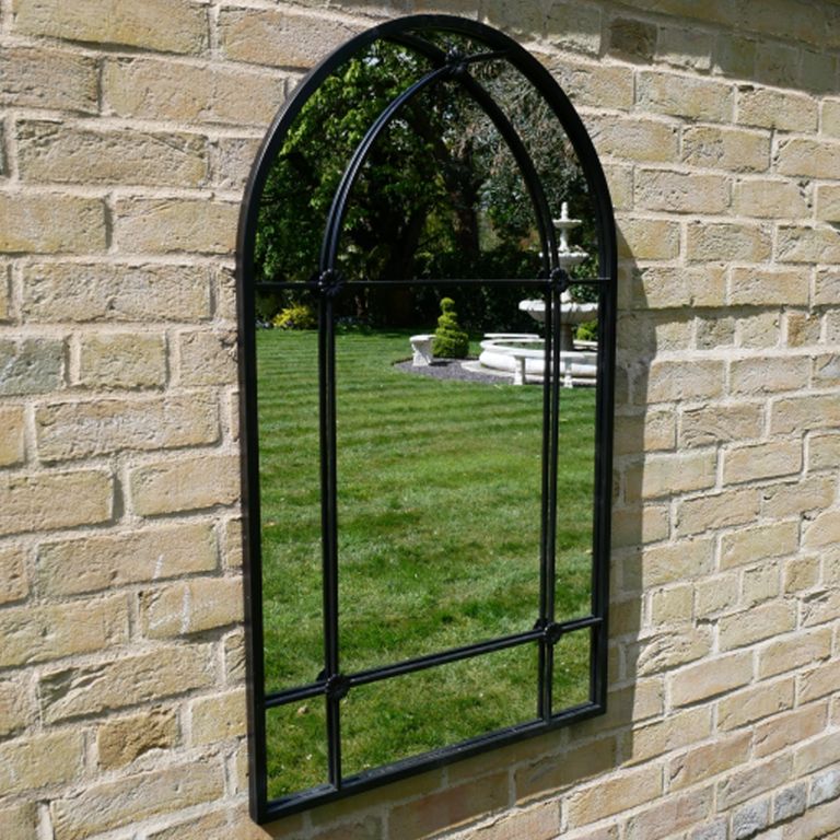 Garden Window Mirror - Arch - Black - Metal - 60cm x 101cm