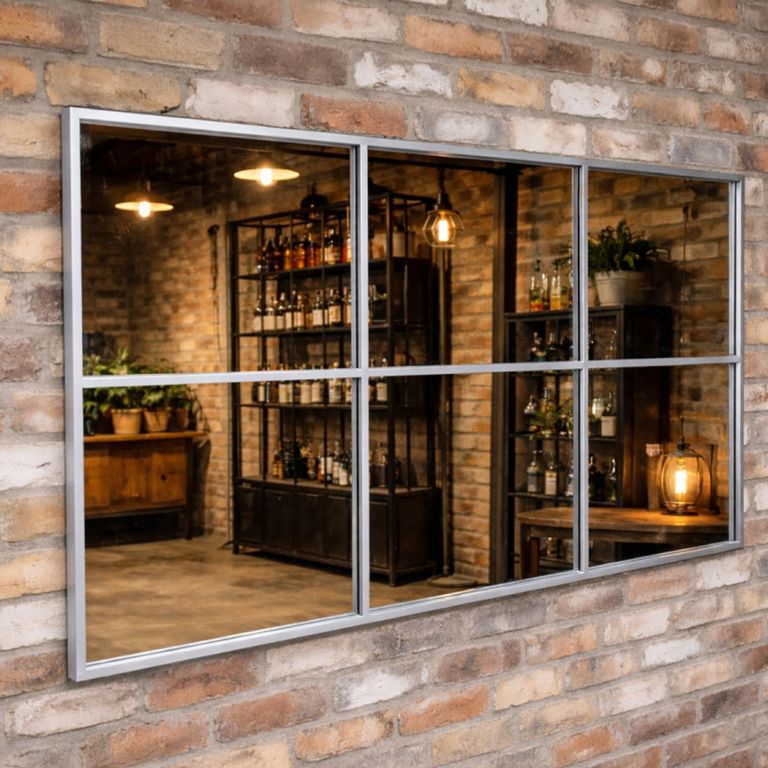 Grey Metal Large Wall Mirror