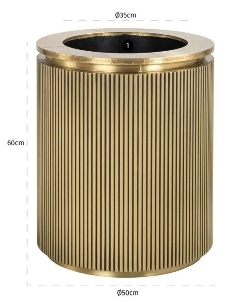 Ironville Brass Ribbed Round Planter 