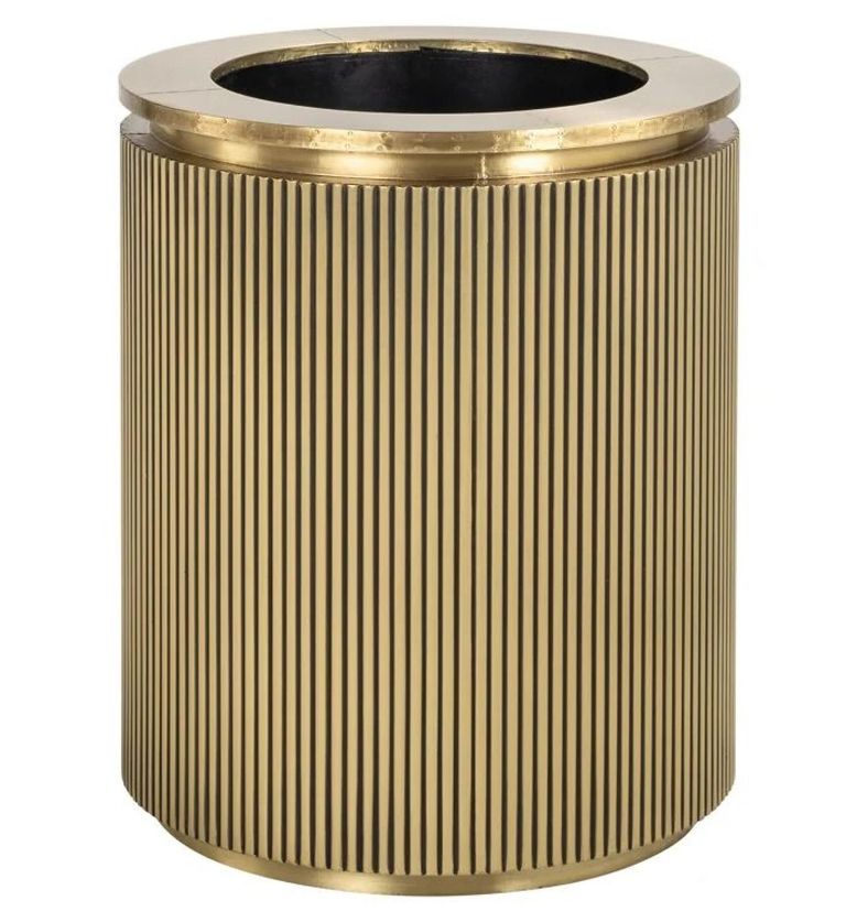 Ironville Brass Ribbed Round Planter 