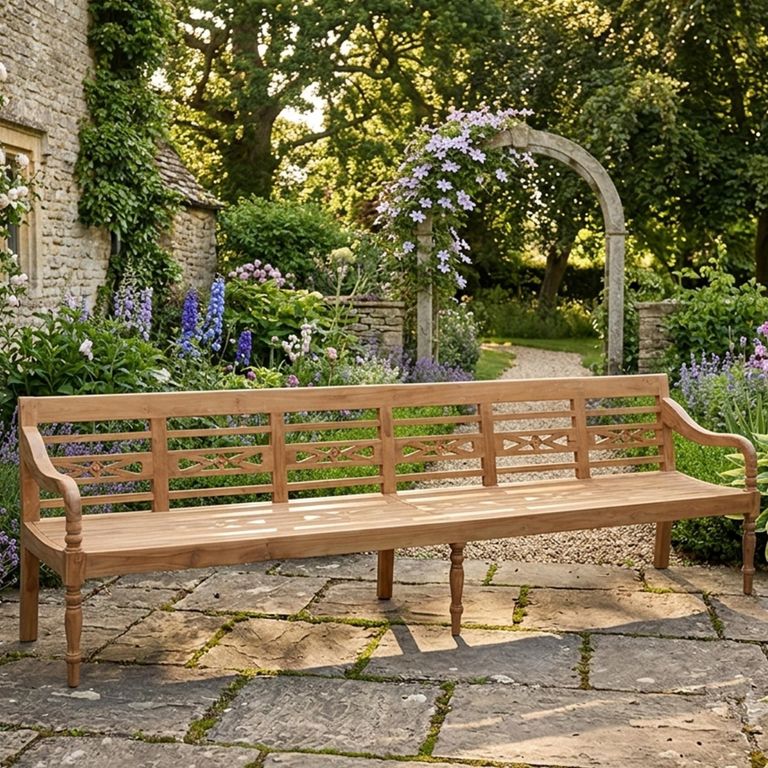 Station Garden Bench - 300cm - Rustic - Teak Wood