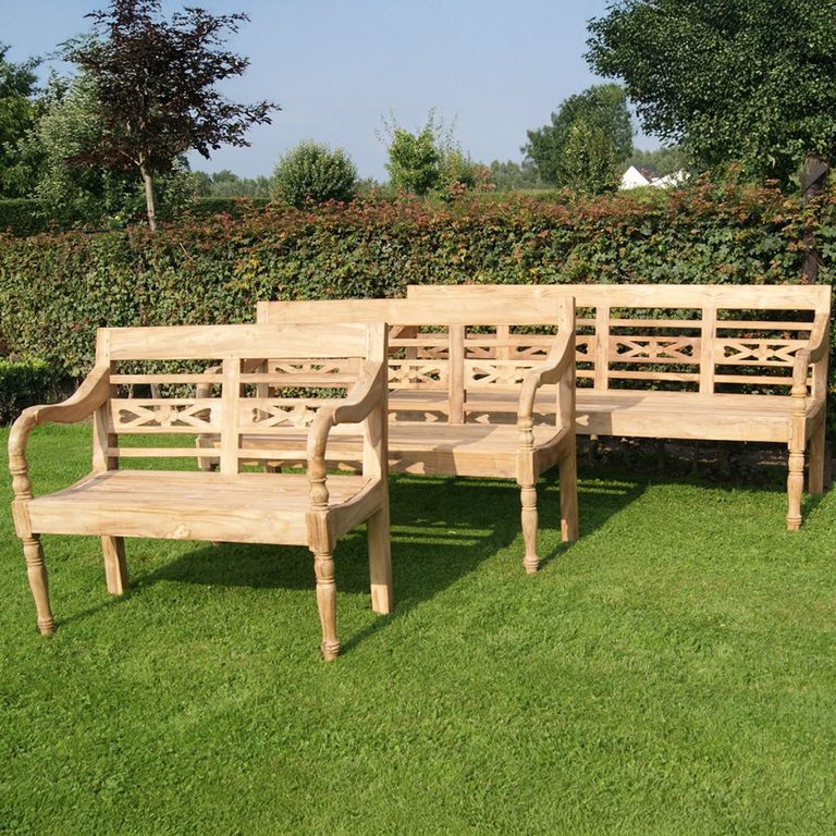 Station Garden Bench - 190cm - Natural - Teak Wood