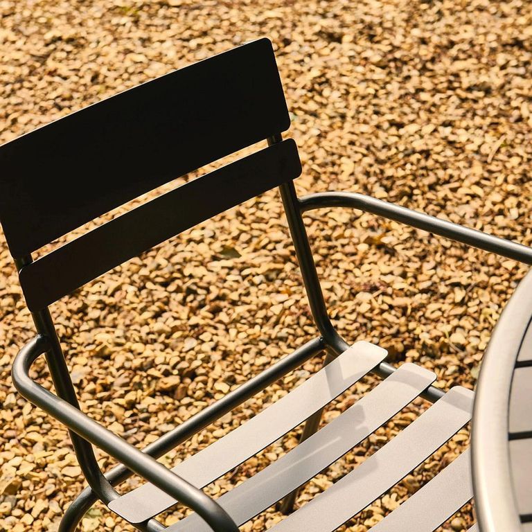 Oslo Garden Stacking Dining Armchair - Grey Metal