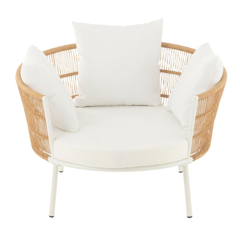 Joa Outdoor Chair - Natural and White - Rattan and Metal