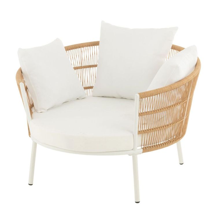 Joa Outdoor Chair - Natural and White - Rattan and Metal