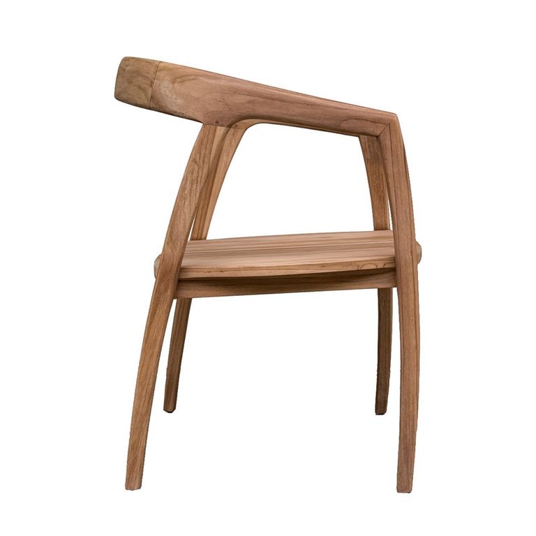 Lenzo Garden Dining Chair - Set of 2 - Curved Back - Natural - Teak Wood