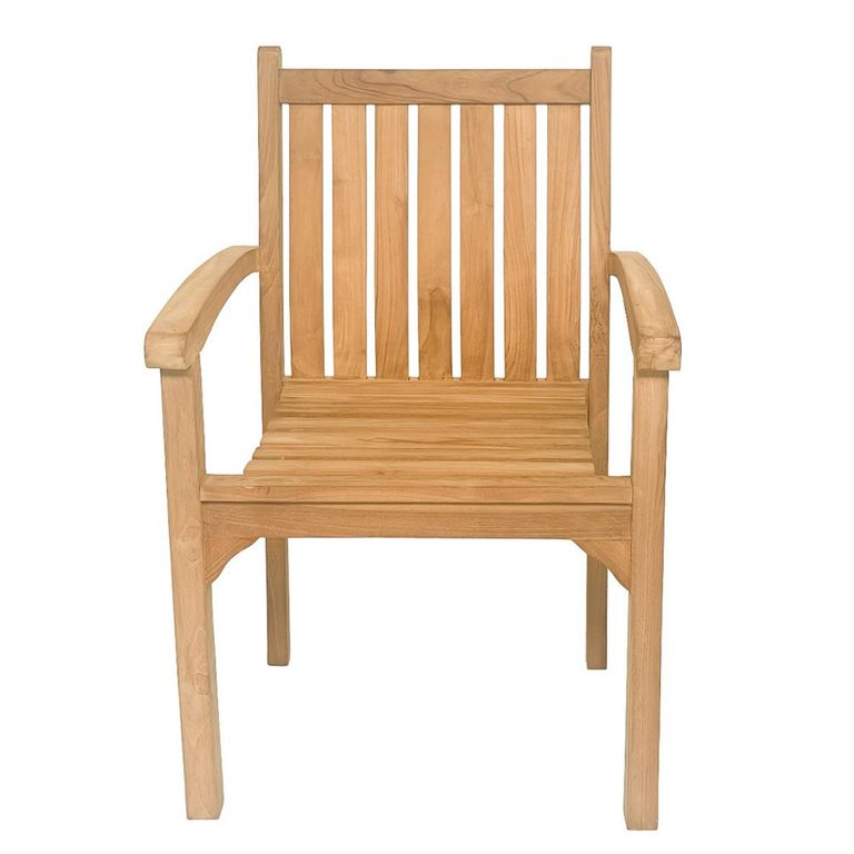 Marco Garden Dining Armchair - Set of 2 - Slatted - Natural - Teak Wood