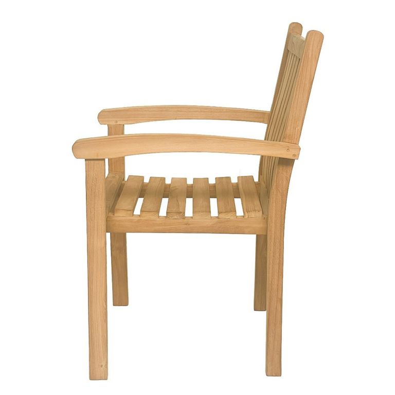 Marco Garden Dining Armchair - Set of 2 - Slatted - Natural - Teak Wood