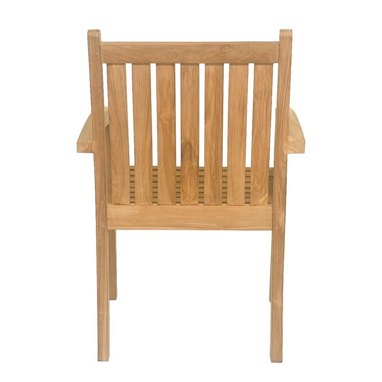Marco Garden Dining Armchair - Set of 2 - Slatted - Natural - Teak Wood