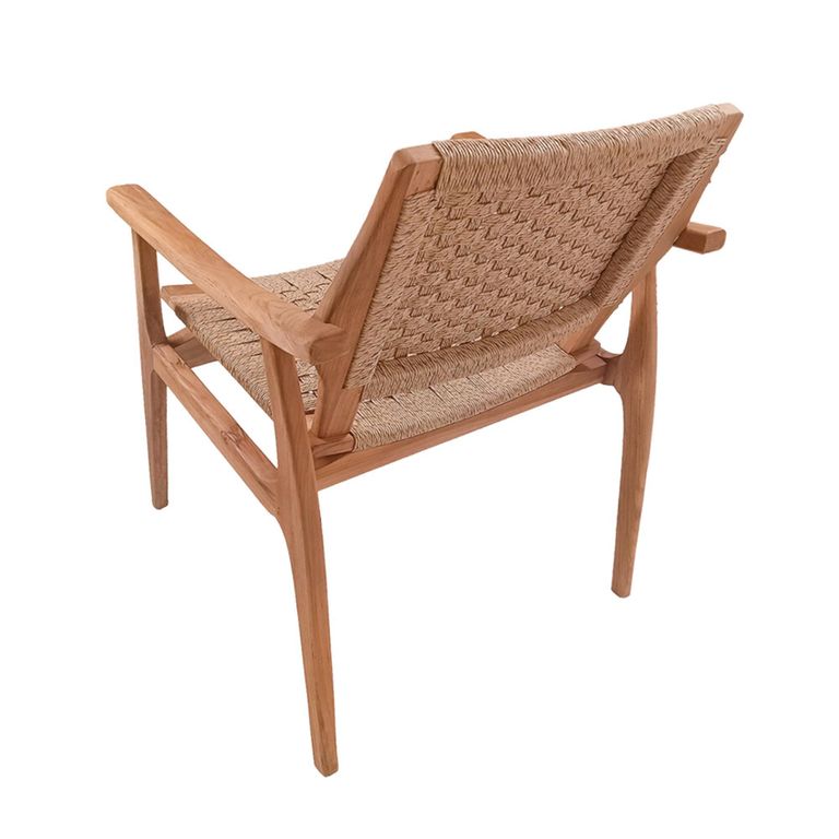 Stacking Silla Garden Dining Armchair - Set of 2 - Natural - Rattan and Teak Wood