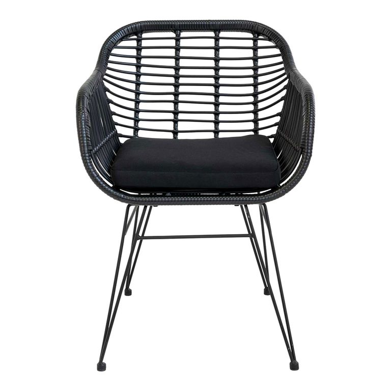 Trieste Garden Dining Armchair - Set of 2 - Black Rattan