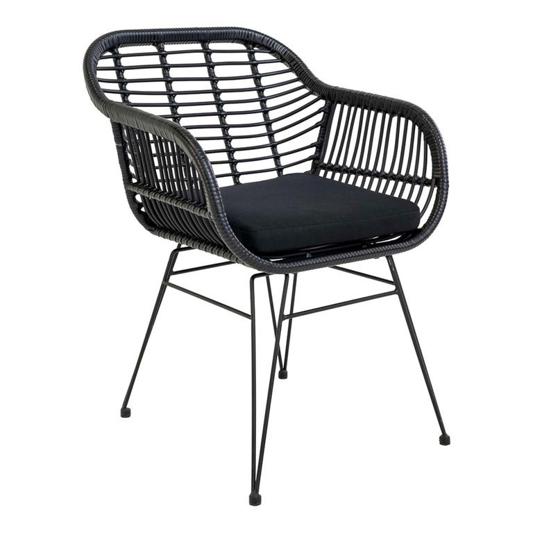 Trieste Garden Dining Armchair - Set of 2 - Black Rattan
