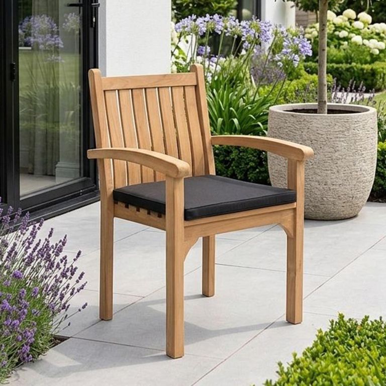 Marco Garden Dining Armchair - Set of 2 - Slatted - Natural - Teak Wood