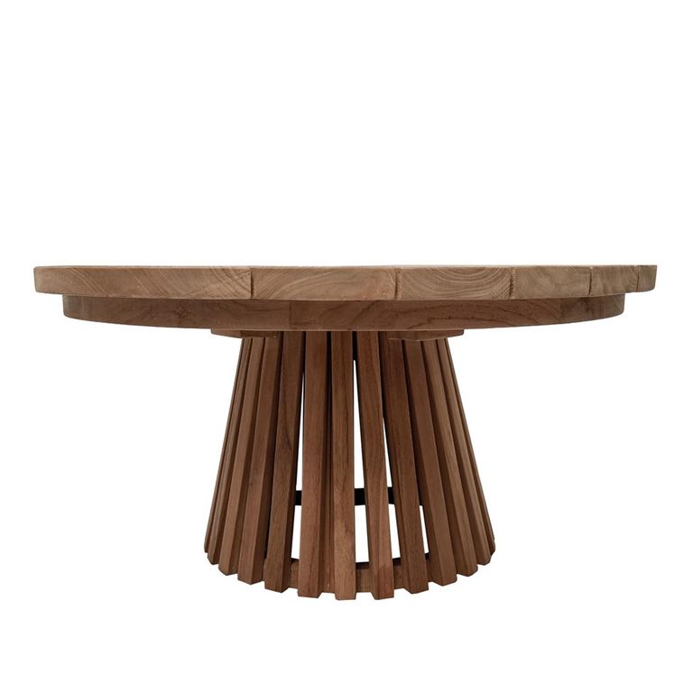 Cindo Outdoor Coffee Table - Round - Slatted Base - Natural - Teak Wood