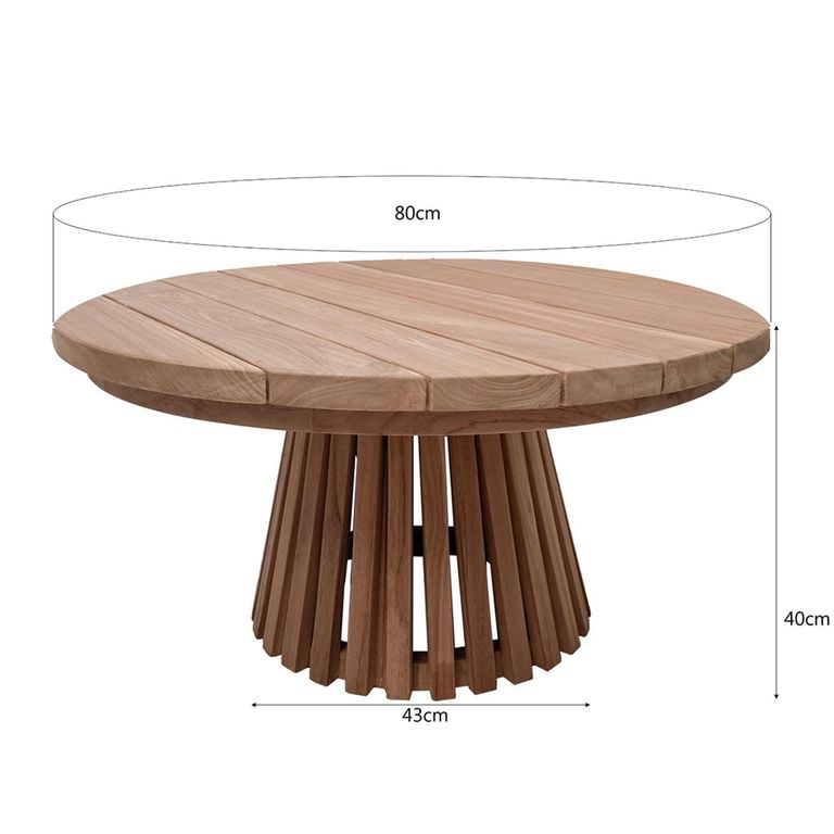 Cindo Outdoor Coffee Table - Round - Slatted Base - Natural - Teak Wood