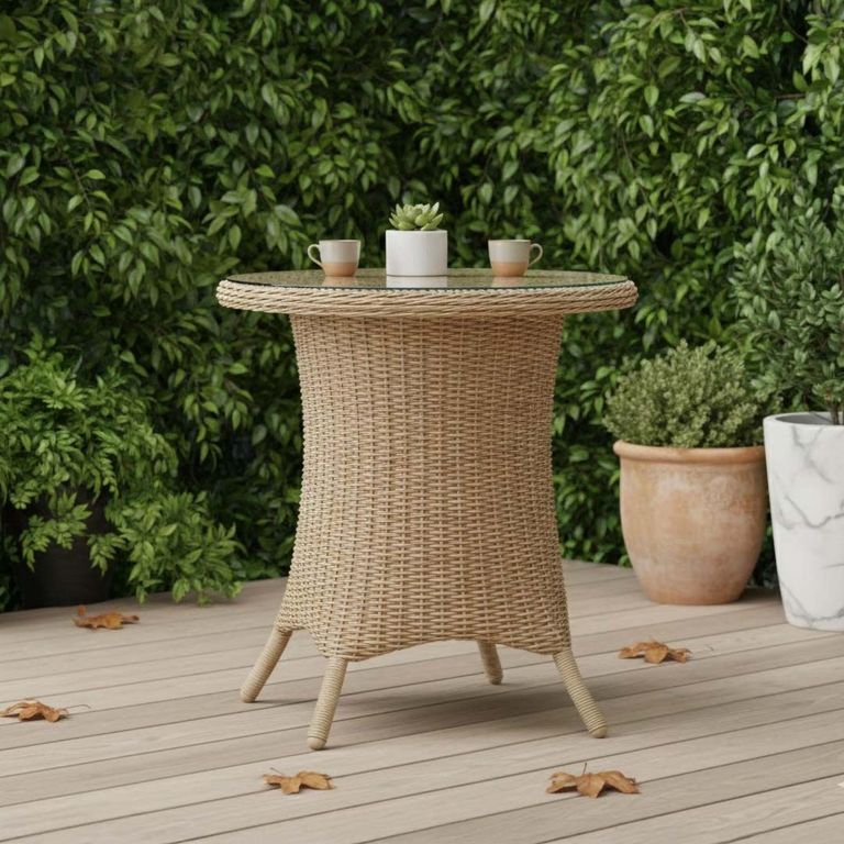 Brayford Outdoor Bistro Dining Table Natural Rattan