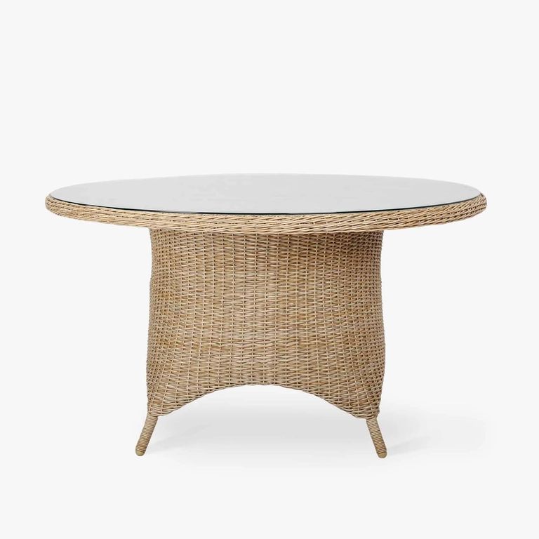 Brayford Outdoor Round Dining Table Large Natural Rattan