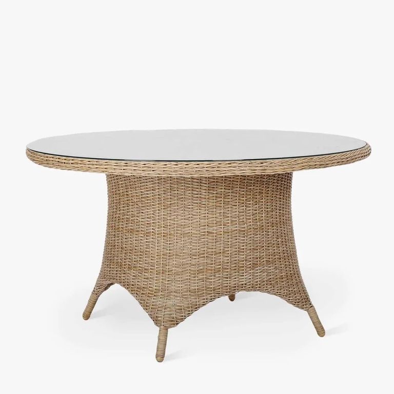 Brayford Outdoor Round Dining Table Small Natural Rattan