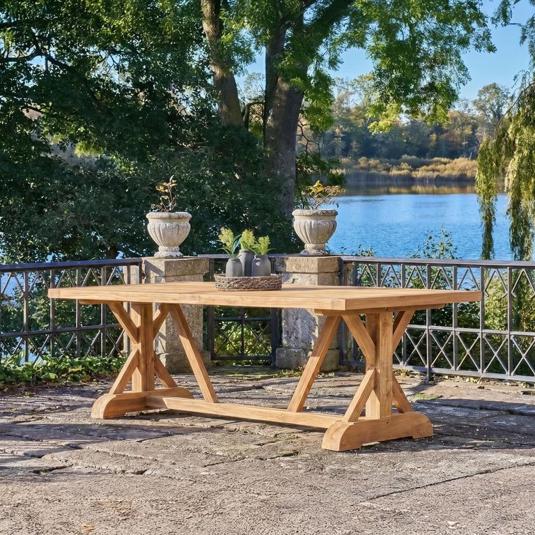 Volos Garden Dining Table - 10 Seater - Natural - Teak Wood - 240cm