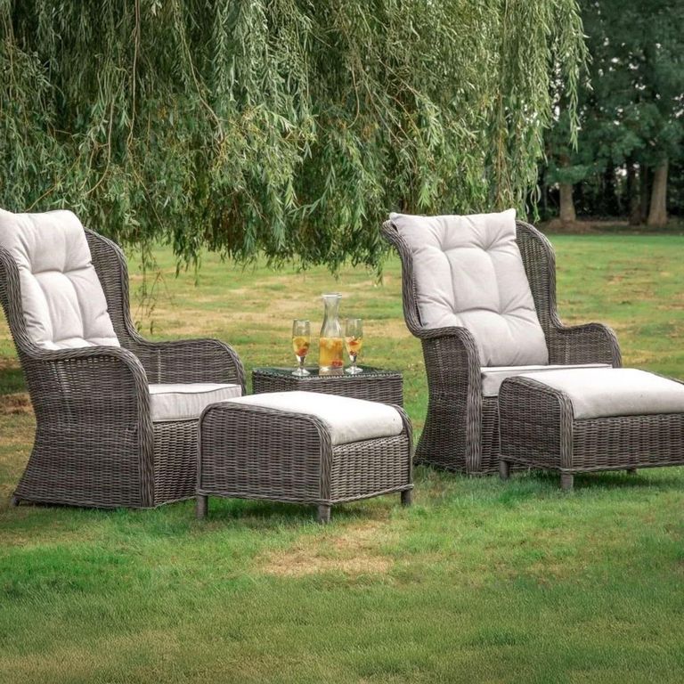Clearance - Cinto Outdoor Garden High Back Lounge Set - Natural Rattan - A217