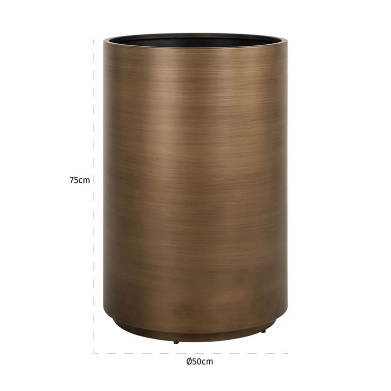 Dira Planter - Large - Round - Brushed Gold - Metal