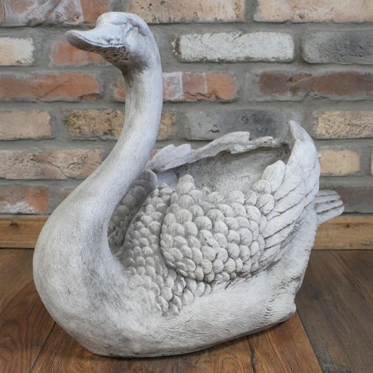 Swan Garden Planter - Stone Effect