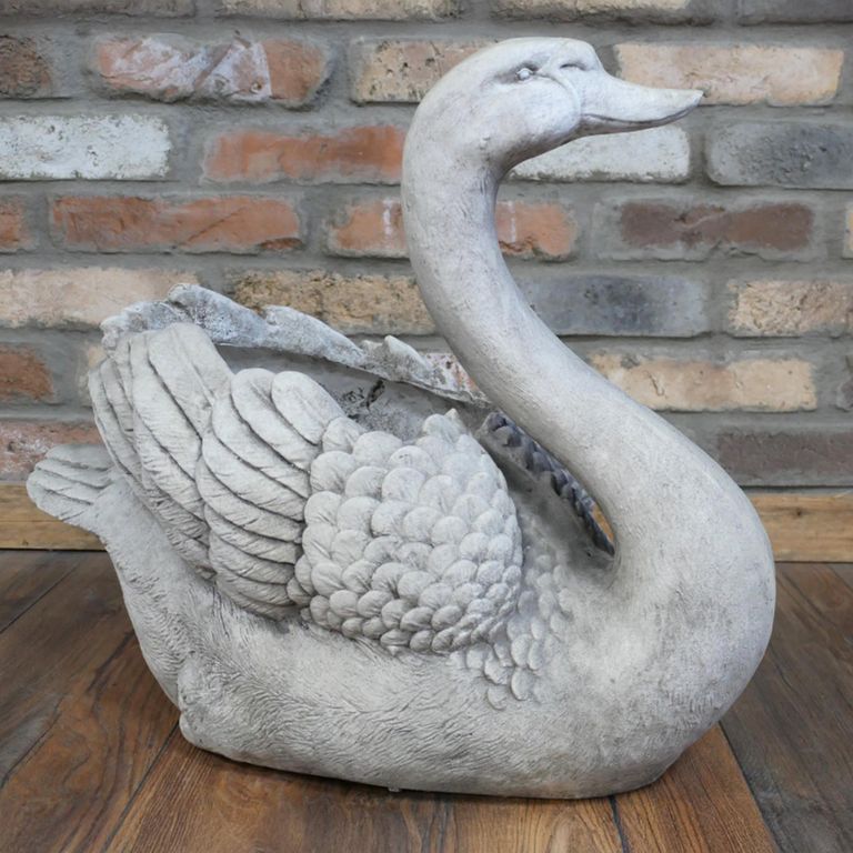 Swan Garden Planter - Stone Effect